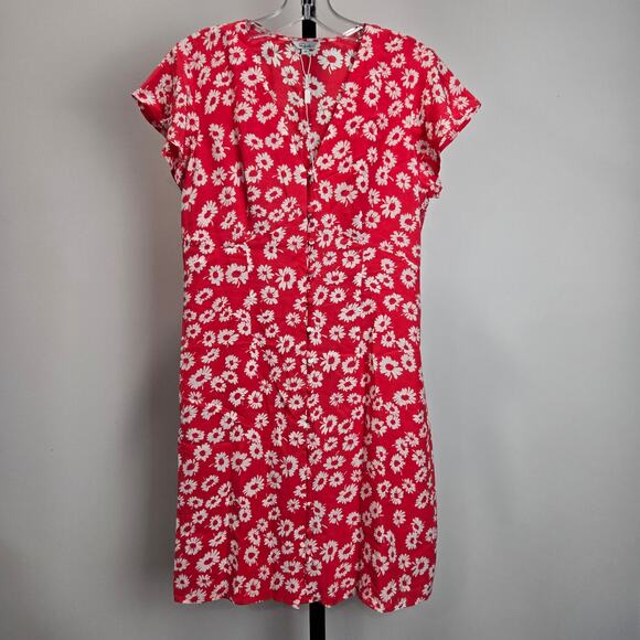 Rails Helena Cardinal Dress Daisy Floral Pink White Short Sleeve Button Front XS - Picture 1 of 9